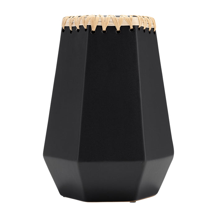 Ceramic 11\" Vase with Weaving - Black
