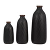 Ceramic 12" Plaid Textured Vase - Black | Vase de 12 po en céramique avec texture quadrillée - noir