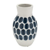 Ceramic 10" Navy Polka Dot Flower Vase - White|Vase à fleurs de 10 po en céramique à motif à pois bleu marine - blanc