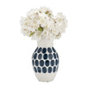 Ceramic 10" Navy Polka Dot Flower Vase - White|Vase à fleurs de 10 po en céramique à motif à pois bleu marine - blanc