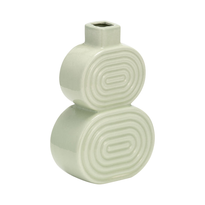 Ceramic 10\" Stacked Circles Vase - Cucumber