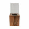 Wood 13" Square Base Pillar Candle Holder - Natural|Bougeoir de 13 po avec base pilier carrée en bois - naturel
