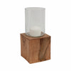 Wood 13" Square Base Pillar Candle Holder - Natural|Bougeoir de 13 po avec base pilier carrée en bois - naturel