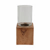 Wood 13" Square Base Pillar Candle Holder - Natural|Bougeoir de 13 po avec base pilier carrée en bois - naturel