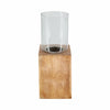 Wood 15" Square Base Pillar Candle Holder - Natural|Bougeoir de 15 po avec base pilier carrée en bois - naturel