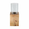 Wood 15" Square Base Pillar Candle Holder - Natural|Bougeoir de 15 po avec base pilier carrée en bois - naturel