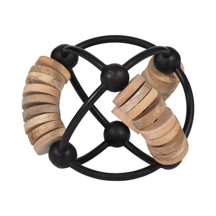 Metal 6\" Abacus Orb - Natural and Black