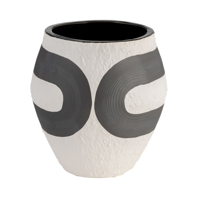 Stoneware 8" Noir Vase - Black and White|Vase noir de 8 po en grès - noir et blanc