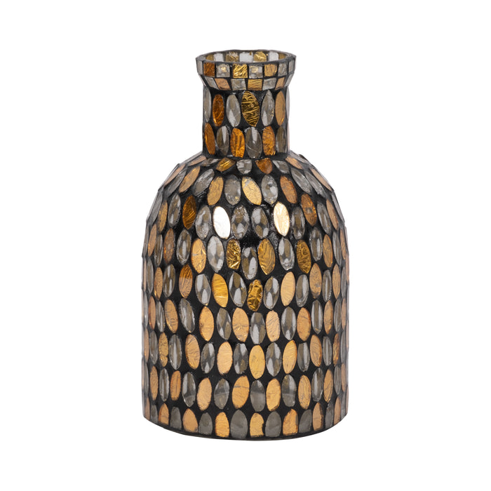 Glass 8\" Mosaic Vase - Copper
