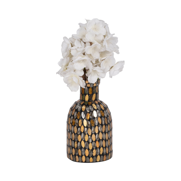 Glass 8\" Mosaic Vase - Copper