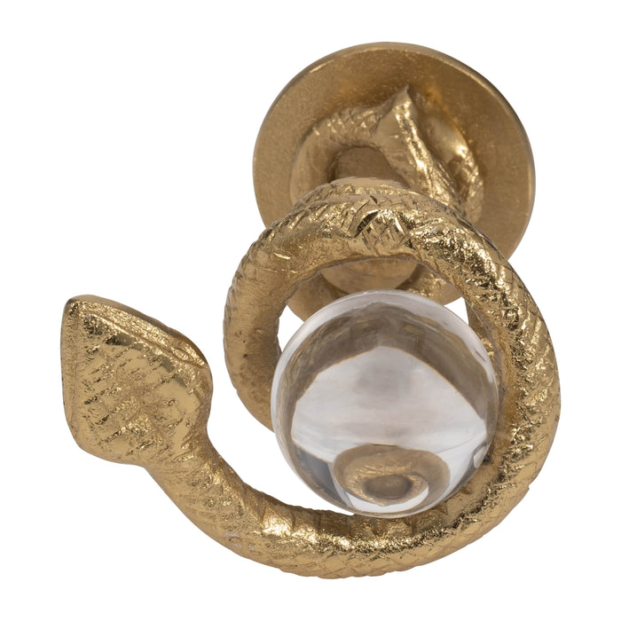 Metal 7\" Snake Coil with Acrylic Ball - Gold