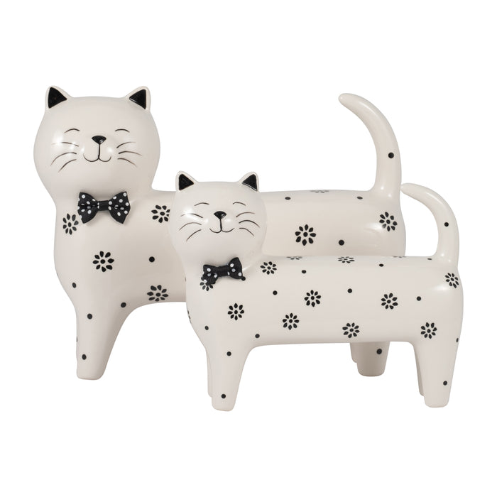 8\" x 7\" Daisies Cat - White