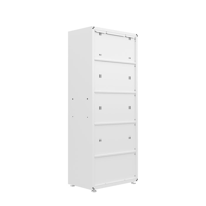 Manhattan Comfort Fortress Textured Metal 75.4\" Garage Cabinet with 4 Adjustable Shelves - White
