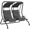 Outsunny 2-seat Patio Swing Chair W/ Removable Canopy & Cup Holders, Grey|Outsunny Balancoire De Patio 3 Places Avec Auvent Reglable, Gris