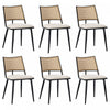 Oliver Modern Dining Chairs with PU Upholstered and PE Rattan Backrest Set of 6,Black  | Chaises de salle a manger modernes Oliver avec assise rembourree en PU et dossier en rotin PE, lot de 6, noir