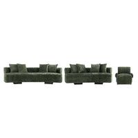 Verandah Mid-Century Modern 3-Piece Sofa Set in Olive Green