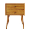Emma Mid-Century Modern Nightstand with 2 Drawers,Natural | Emma Table de Nuit Moderne Mid-Century avec 2 Tiroirs, Naturel