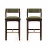 Patricia Modern Wood Upholstered Barstool in Turtle Green - Set of 2 | Tabouret de bar moderne en bois Patricia avec revetement en tissu vert tortue - Lot de 2