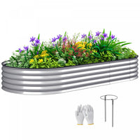 Outsunny Raised Garden Bed, 7' x 3' x 1' Galvanized Planter Box, Silver