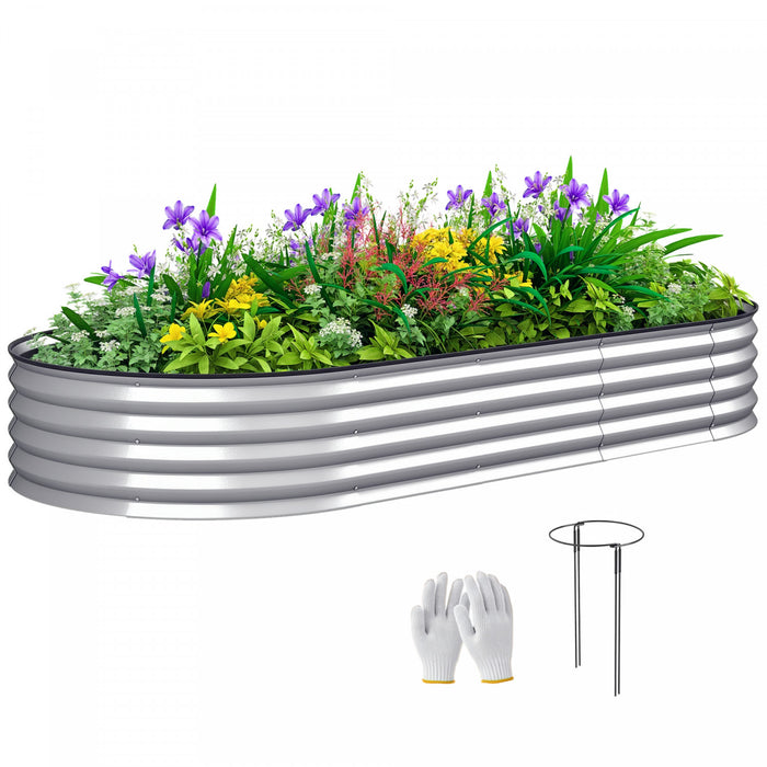 Outsunny Raised Garden Bed, 7' x 3' x 1' Galvanized Planter Box, Silver