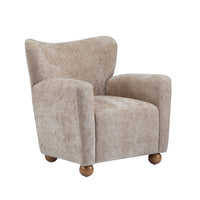 Wingate Cozy Wingback Armchair with Premium Fabric and Solid Wood Legs, Beige Brown 