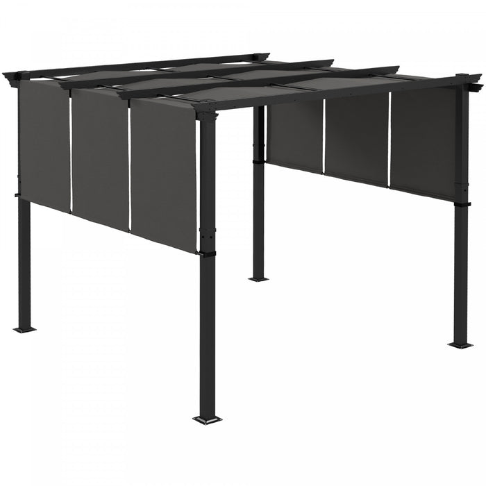 Outsunny 10' X 10' Metal Pergola With Retractable Canopy For Patio, Deck