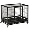 Pawhut Heavy Duty Dog Crate Cage For Large Medium Dogs With Two Doors, Lockable Wheels Tray, 36" X 2|Pawhut Cage Pour Chiens De Taille Moyenne Avec Deux Portes, Plateau A Roulettes Verrouillable, 36" X