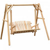 Outsunny 6.5' Outdoor Loveseat 2 Person Wood Porch Swing Natural Wood|Causeuse D'exterieur Outsunny De 6,5 Pi Pour 2 Personnes Balancoire De Jardin En Bois Massif Naturel