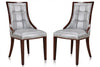 Manhattan Comfort Set of 2 Fifth Avenue Faux Leather Dining Chairs - Silver & Walnut|Ensemble 2 chaises de salle à manger Fifth Avenue de Manhattan Comfort en similicuir - argenté et noyer
