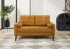 Upholstered Love Seat, 58" L, Orange Fabric, Walnut Wood Legs, Mid-Century Loveseat | Causeuse Rembourre, 58" L, Salon, Tissu Orange, Pieds En Bois De Noyer, Mid Century