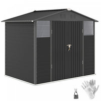 Outsunny 8' X 6' Outdoor Storage Shed, Metal Tool Shed, Dark Grey