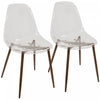LumiSource Clara Walnut Clear Mid-Century Modern Dining Accent Chair - Set of 2