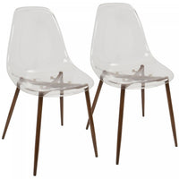 LumiSource Clara Walnut Clear Mid-Century Modern Dining Accent Chair - Set of 2