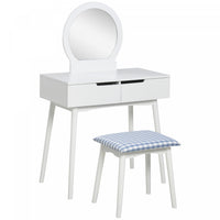 HOMCOM Dressing Table Vanity Table Set Make Up Table with Mirror & Stool