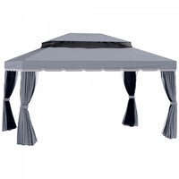 Outsunny 13' X 10' Patio Gazebo, Double roof Outdoor Gazebo Canopy Shelter With Netting & Curtains,