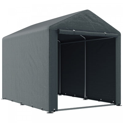 Outsunny Storage Tent, Portable Outdoor Shed With Large Door, Dark Grey