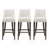 Beever Modern Chenille Wood Upholstered Barstool in Cream - Set of 3 Bar Stool | Tabouret de bar moderne Beever en bois et tissu chenille creme - Lot de 3