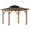 Outsunny 12' X 12' Wood Frame Hardtop Gazebo Galvanized Steel Canopy Outdoor Shelter With Double Ven|Outsunny 12' X 12' Tonnelle De Jardin A Toit Rigide Auvent Exterieur En Metal Galvanise Avec Double