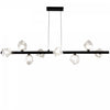Dainolite Pearlene 8 Light Horizontal Pendant Matte Black Clear Glass Lamp|Luminaire suspendu horizontal Pearlene de Dainolite en verre transparent, avec fini noir mat et 8 ampoules
