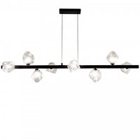 Dainolite Pearlene 8 Light Horizontal Pendant Matte Black Clear Glass Lamp