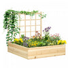 Outsunny Large Raised Garden Bed With Trellis For Climbing Plants, 47 Inch Wooden Box Planters For O|Outsunny Grand Lit De Jardin Sureleve Avec Treillis Pour Plantes Grimpantes, Jardinieres En Bois De