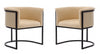 Cosmopolitan Mid-Century Modern Vegan Leather Metal Dining Chair in Tan - Set of 2 | Chaise de salle a manger moderne mi-siecle cosmopolite en cuir vegetalien et metal, couleur beige - Lot de 2
