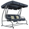 3 Seater Covered Swing Chair Garden Hammock W/ Canopy And 2 Pillows|Outsunny Balancoire De Jardin Couverte Hamac 3 Places Avec Auvent, Gris