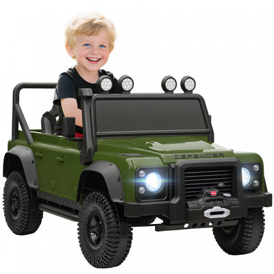 Qaba Land Rover Licensed Electric Car For Kids, 12v 7ah Battery Powered Ride On Truck With Remote Control, Spring Suspension, 3 Speeds Electric Vehicle For Age 3-5, Green