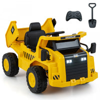 Costway Kids Ride On Dump Truck With 2.4g Remote Control Working Megaphone Sand Shovel