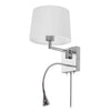 Dainolite LED Reading Light 1 Light LED Wall Sconce Polished Chrome Finish White Shade Lamp