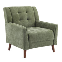 Midway Mid-Century Modern Armchair with Tufted Waffle Stitch, Green, Walnut