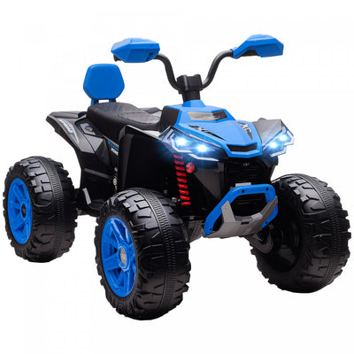 Qaba 24v Kids Atv, 2-seater Ride On Car For Kids, Battery Powered Electric Quad With 4 Suspension Wheels, High/low Speeds, Music, Headlights, For Boys And Girls, Blue