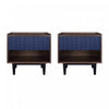 Duane Mid-Century Modern 20" Fluted Nightstand in Navy Blue (1-Drawer) - Set of 2 | Table de nuit Duane style milieu du siecle 20" a cannelures en bleu marine (1 tiroir) - Lot de 2