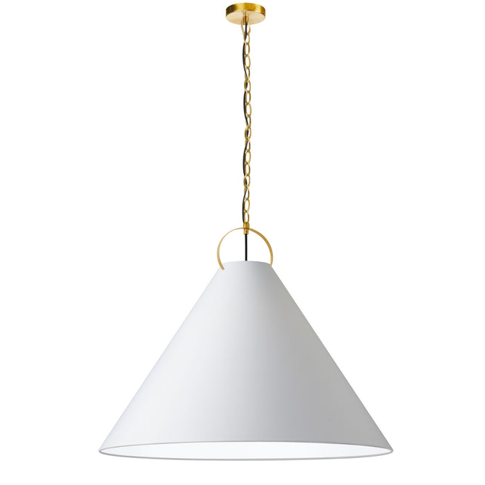 Dainolite Princeton 1 Light Pendant 32\" Dia Aged Brass Finish White Shade Lamp
